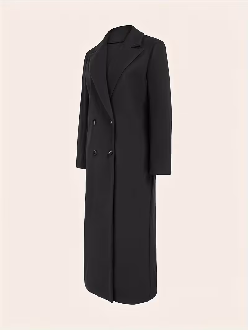 Women's elegant coat - Long formal and professional outerwear, machine-washable winter coat, featuring a three-dimensional H-shaped silhouette, suitable for office, party and daily wear.