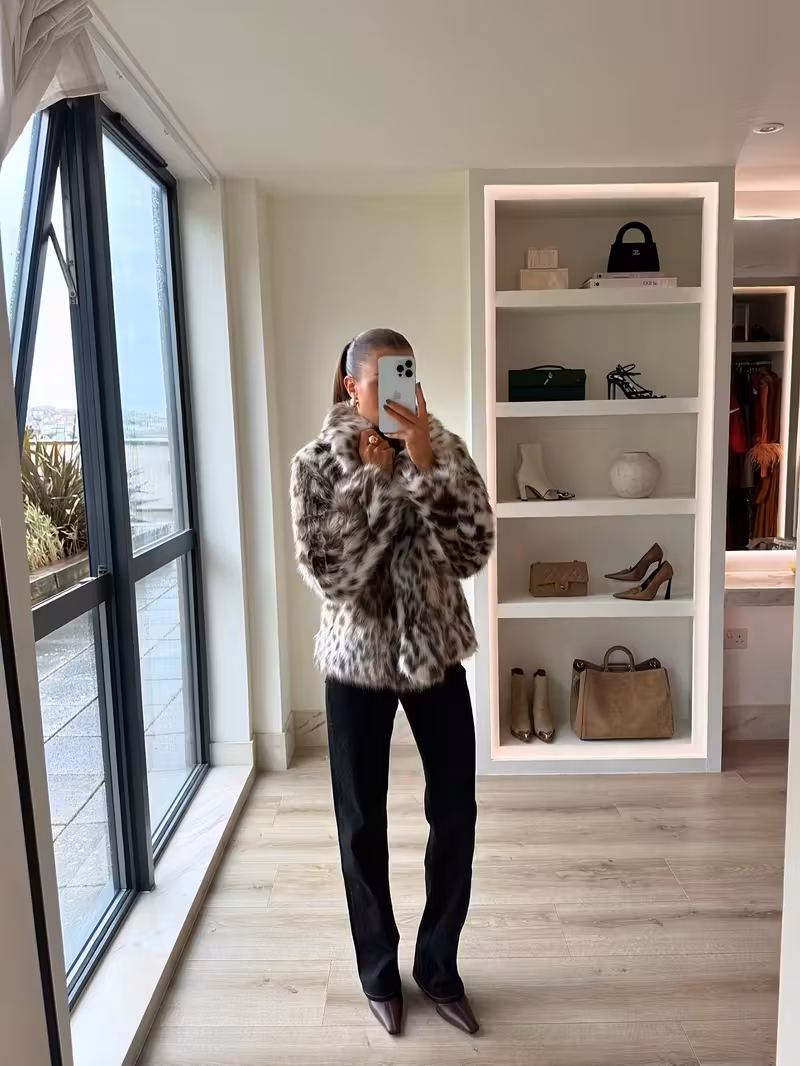 [Autumn-Winter Long-Sleeve] INDEFEIR New Arrival Faux Fur Leopard Print Women's Jacket Coat