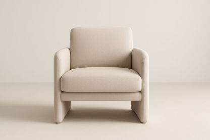 Poltrona in tessuto poliestere beige con struttura in legno compensato 80x75x70 cm