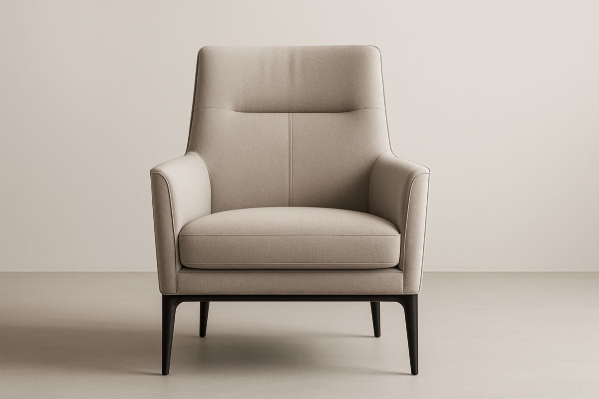 Poltrona in Tessuto Poliestere Beige con Struttura in Metallo 75x85x90 cm