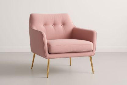 Poltrona in tessuto poliestere rosa con gambe in metallo