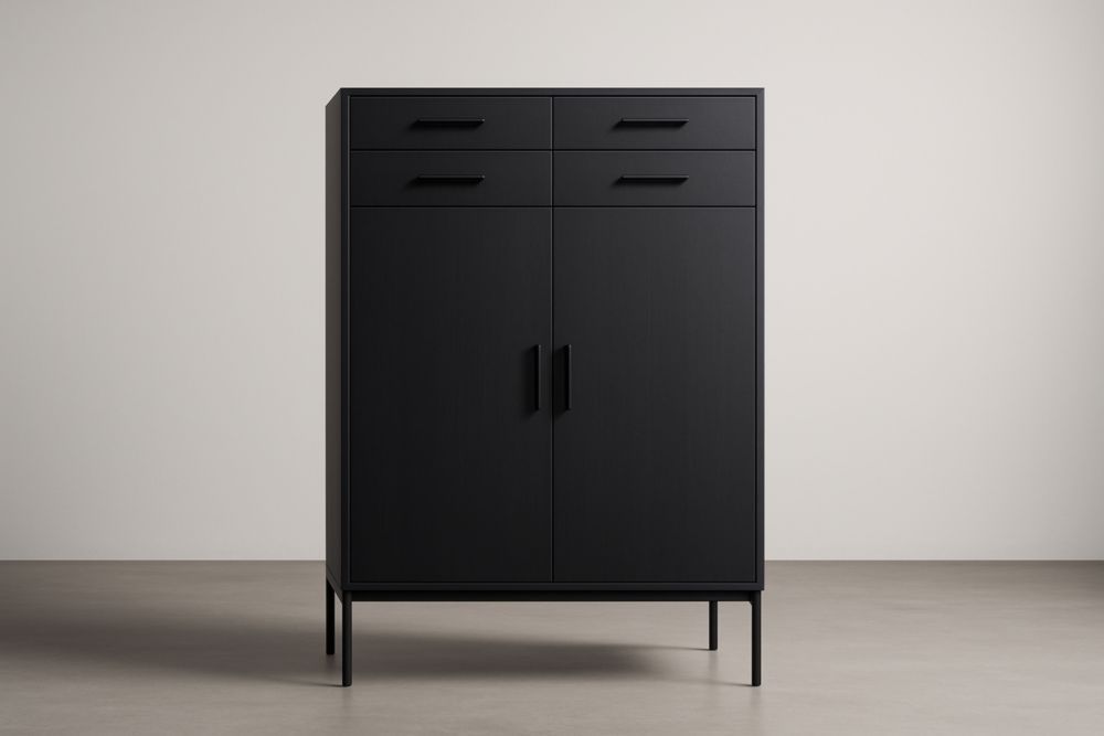 Mobile contenitore rettangolare nero mdf 130x80x40cm(H×L×P)