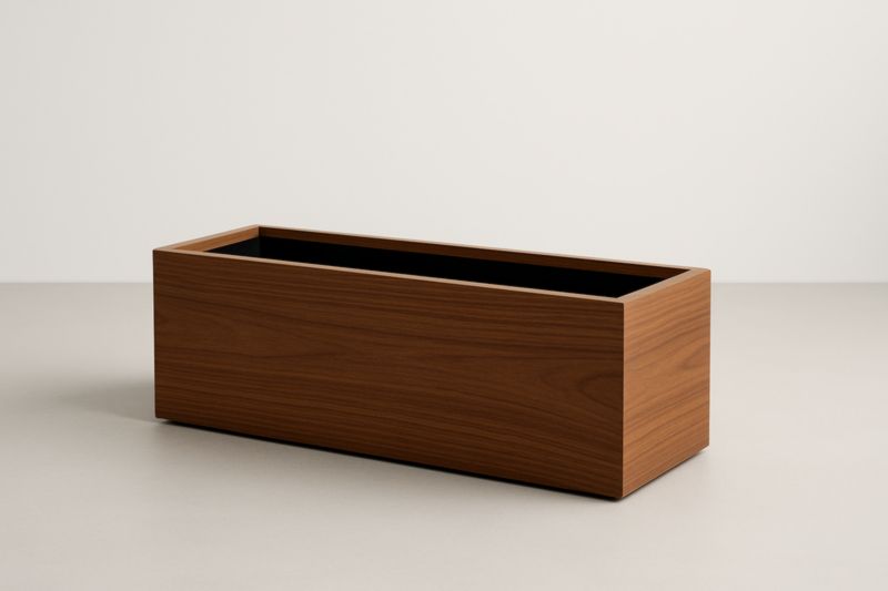 Fioriera rettangolare in MDF marrone con rivestimento in melaminico, dimensioni 40 x 15 x 12 cm