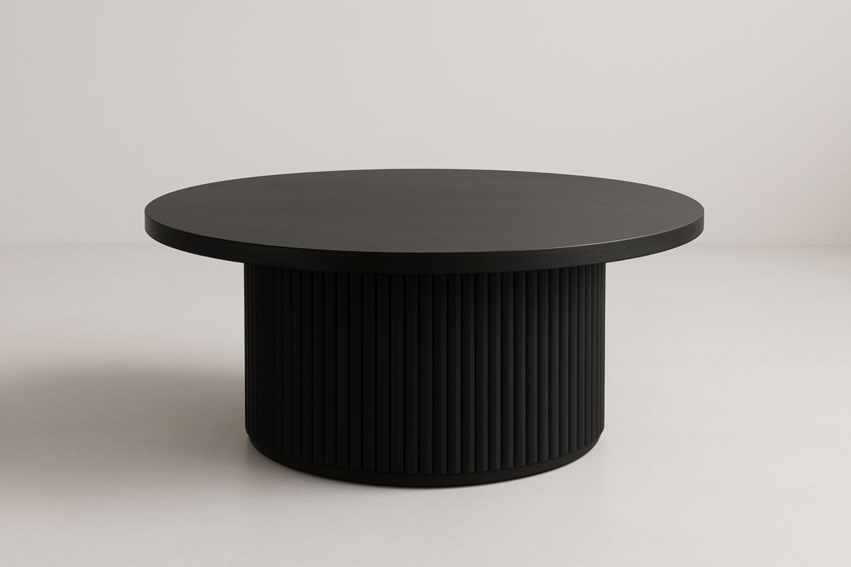 Tavolino rotondo nero in MDF