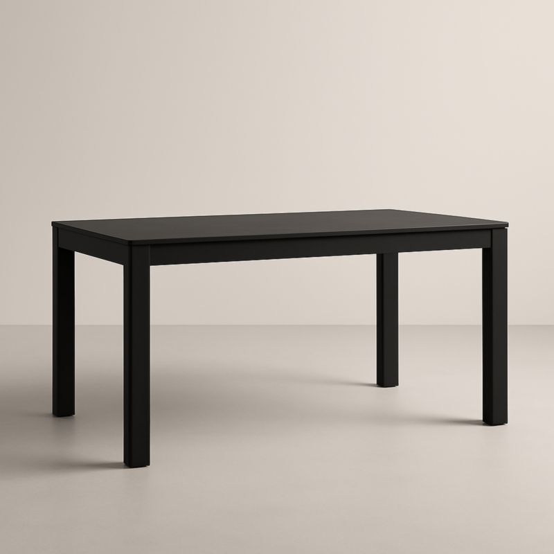 Tavolo da Pranzo Rettangolare Acciaio Verniciato Nero 140x80x75 cm