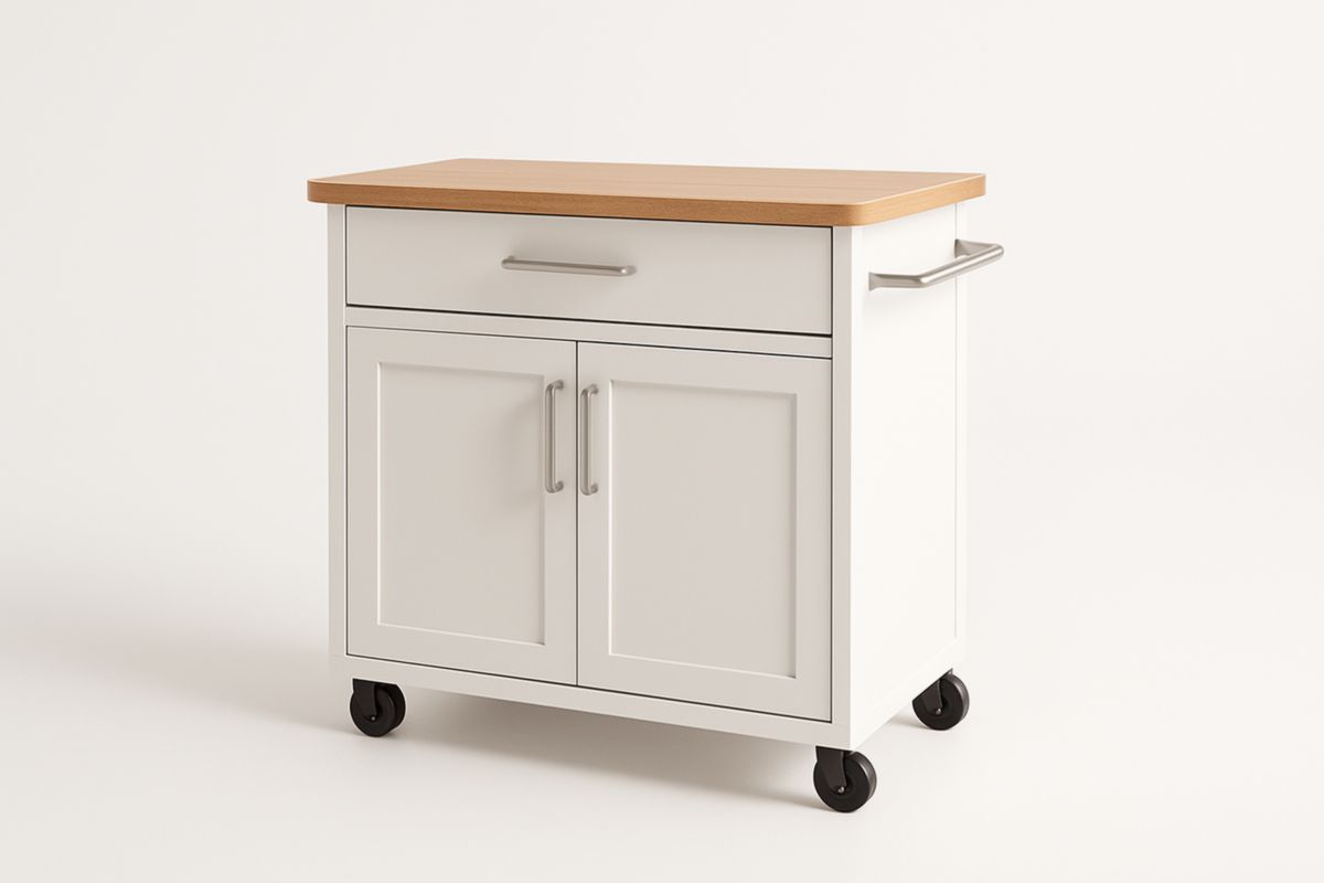 Carrello Cucina MDF con Piano in Legno di Faggio 90x45x85 cm