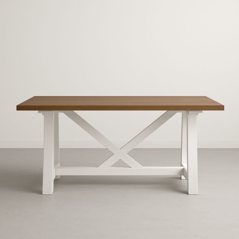 Tavolo da Pranzo in Legno e MDF Bianco Marrone 180x90x75cm