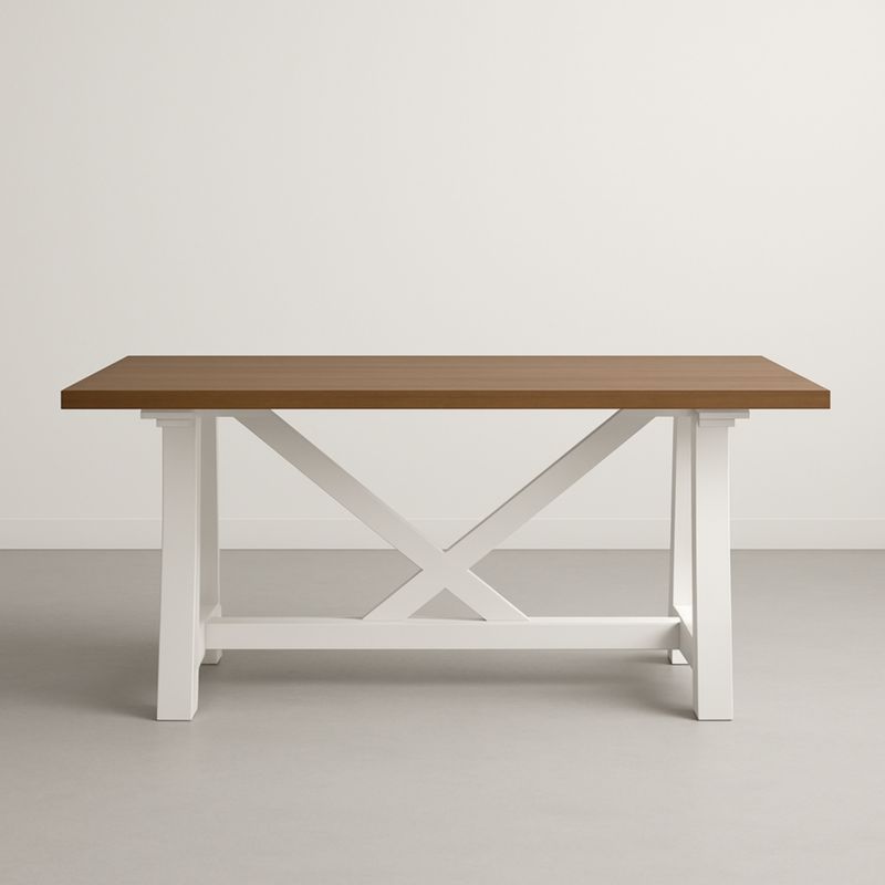 Tavolo da Pranzo in Legno e MDF Bianco Marrone 180x90x75cm