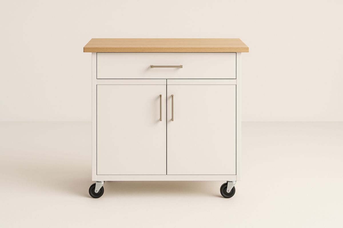 Carrello Cucina in MDF e Rovere con Ruote