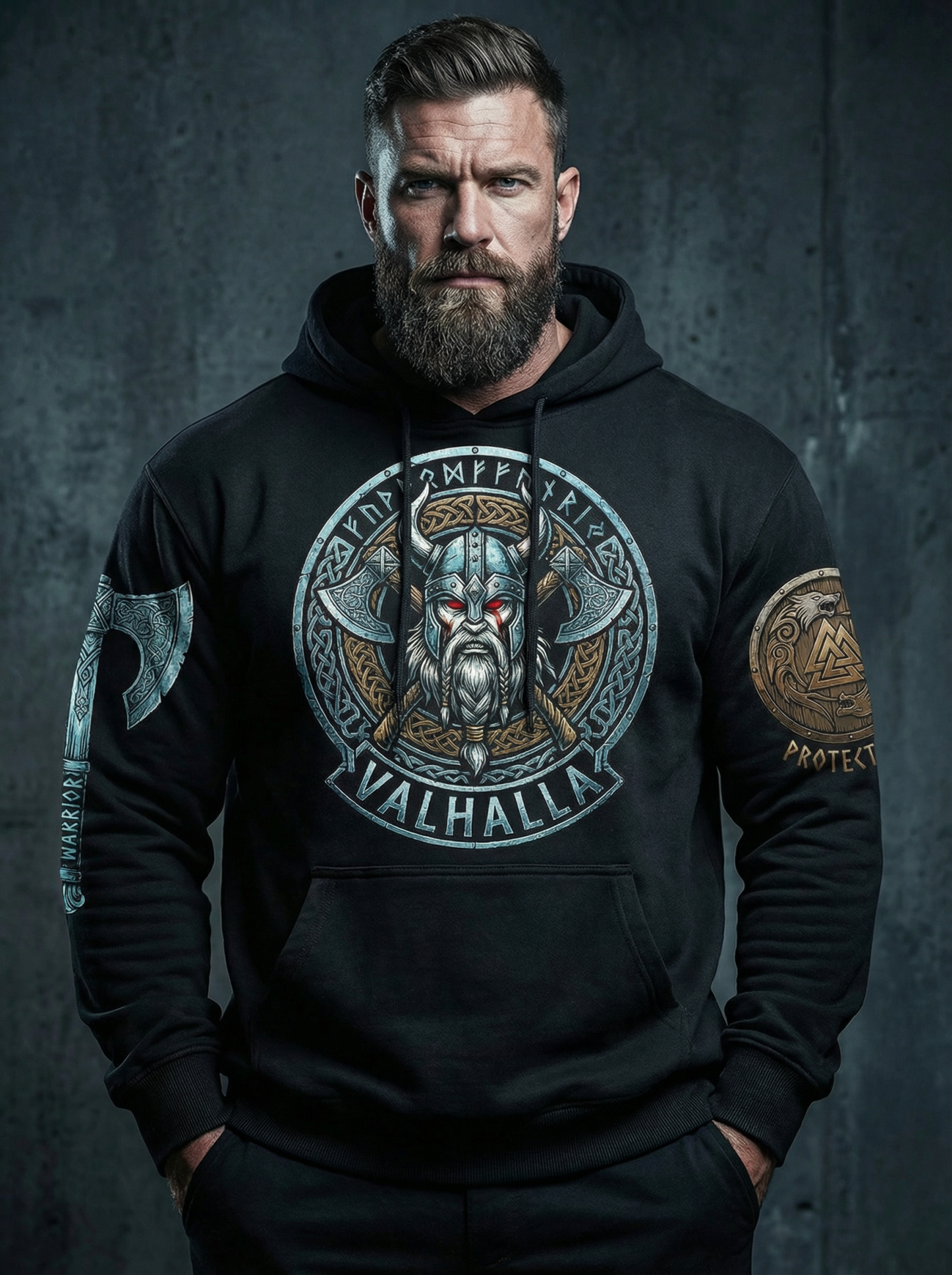 Viking Heritage: "Odin Allfather" Heavyweight Washed Hoodie