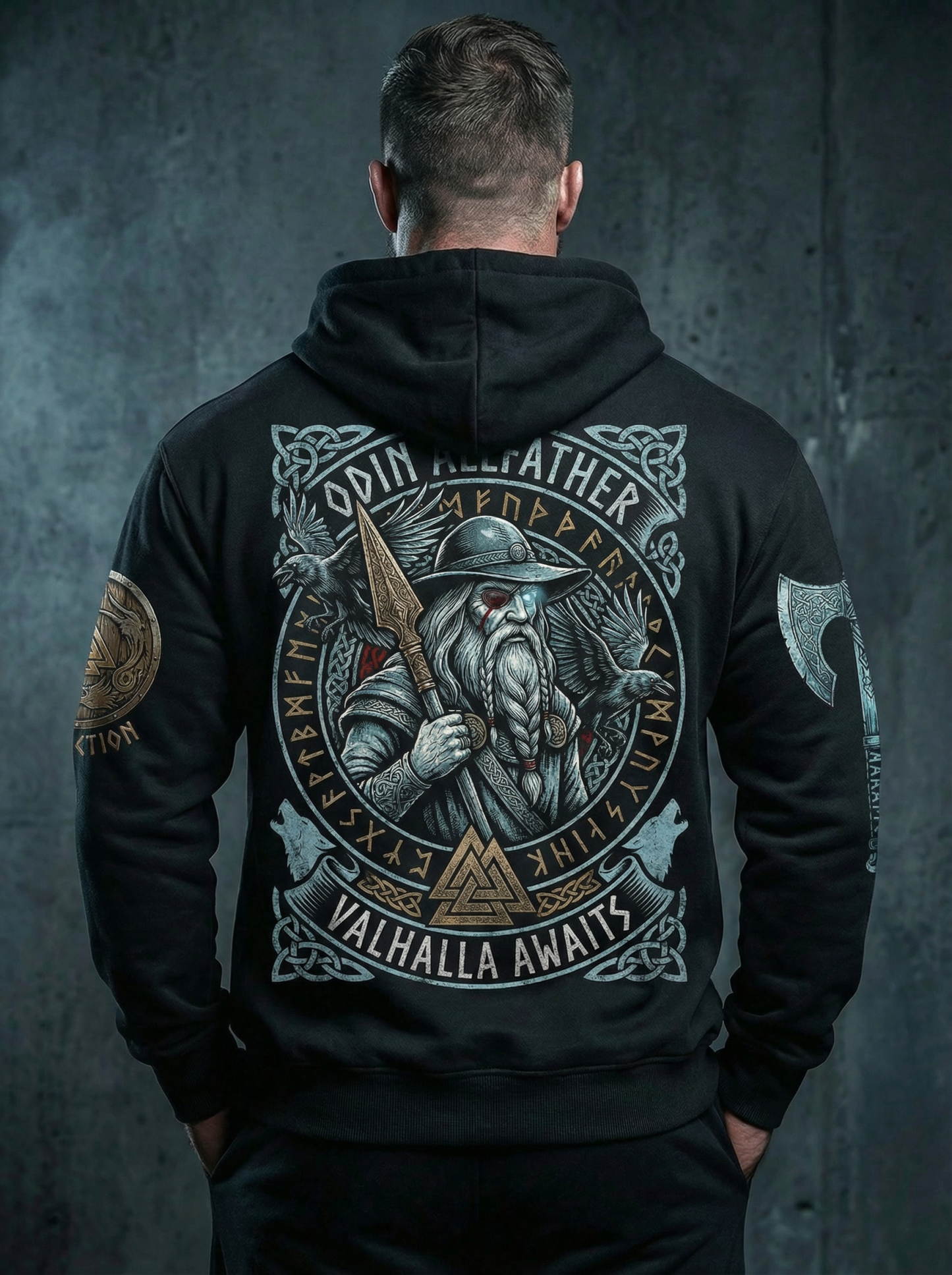 Viking Heritage: "Odin Allfather" Heavyweight Washed Hoodie