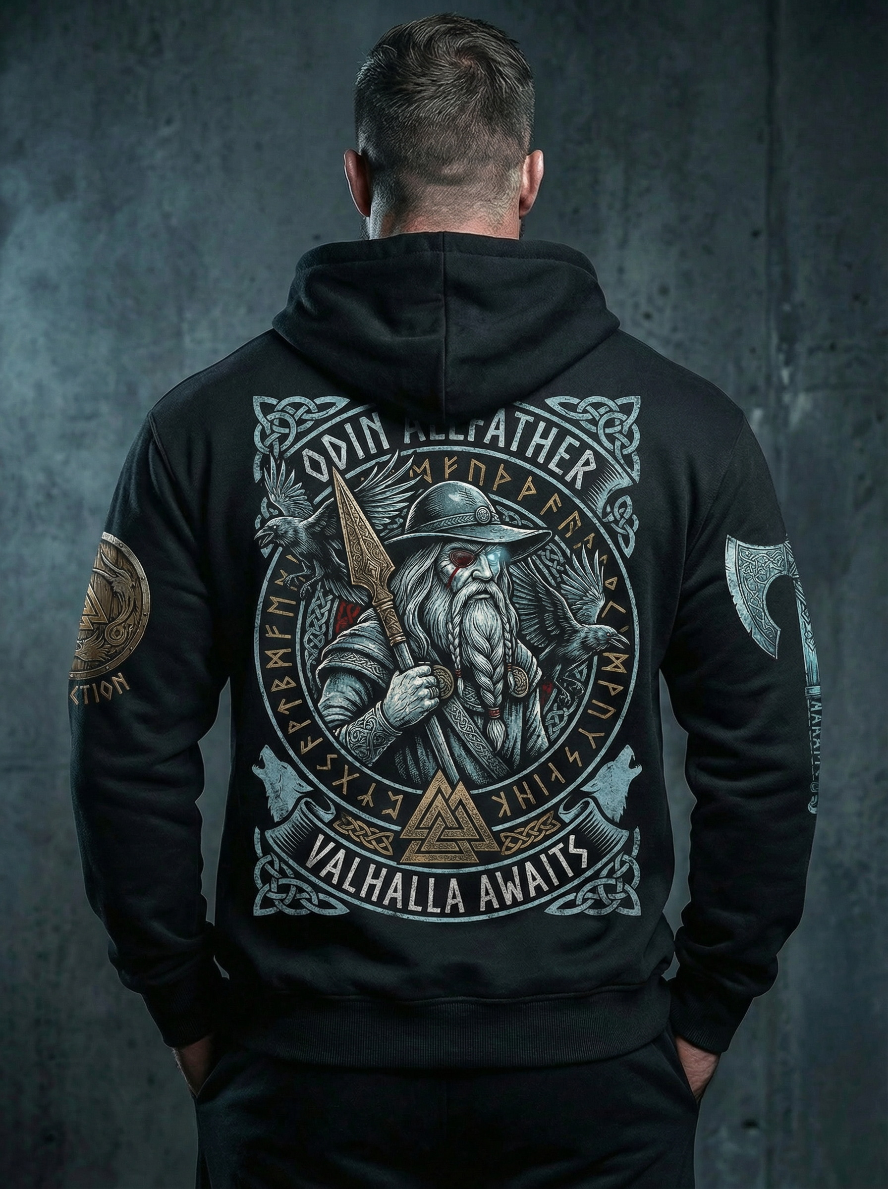 Viking Heritage: "Odin Allfather" Heavyweight Washed Hoodie