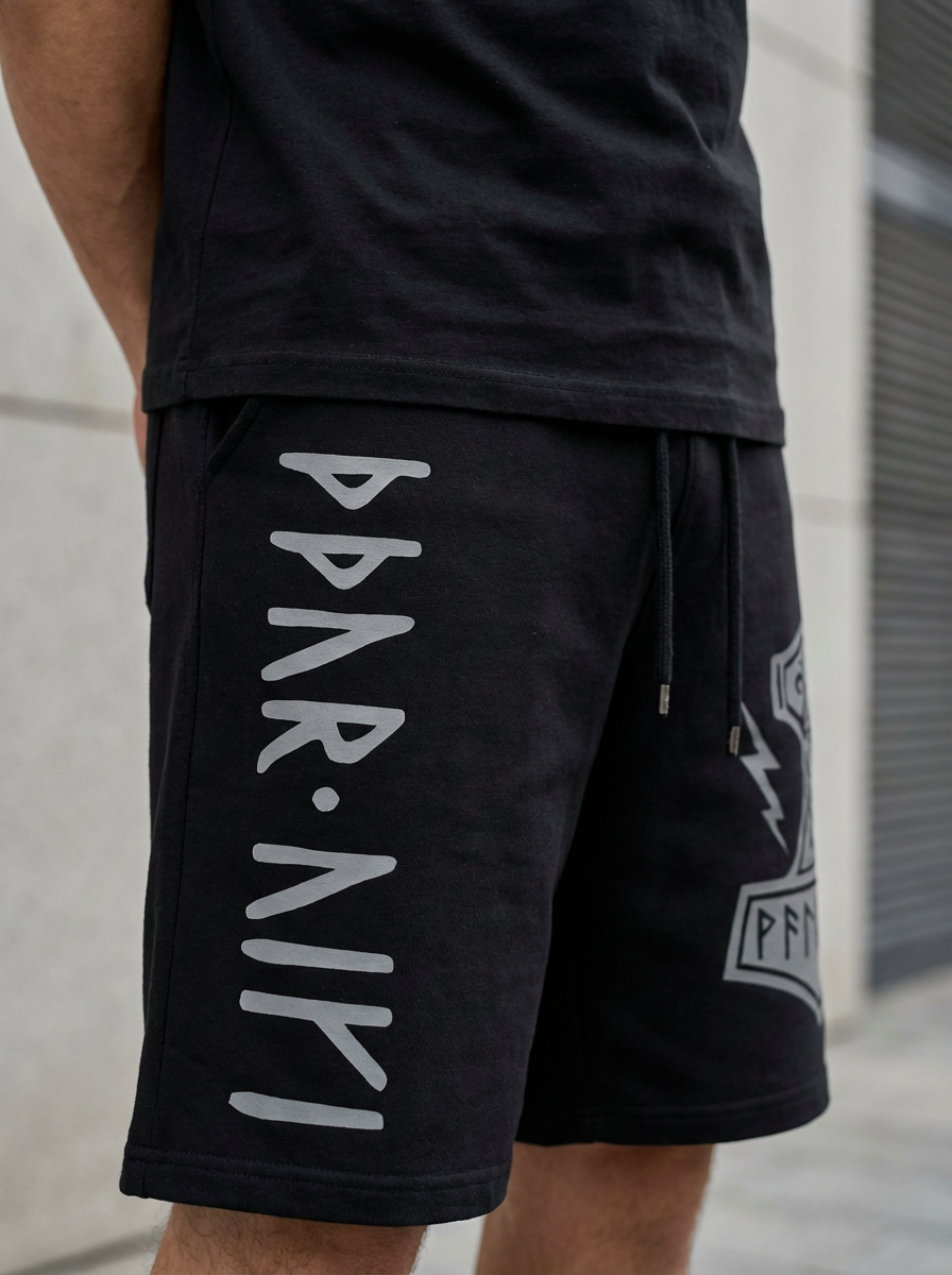 Nordic Legend: Thor’s Hammer Graphic Sweat Shorts