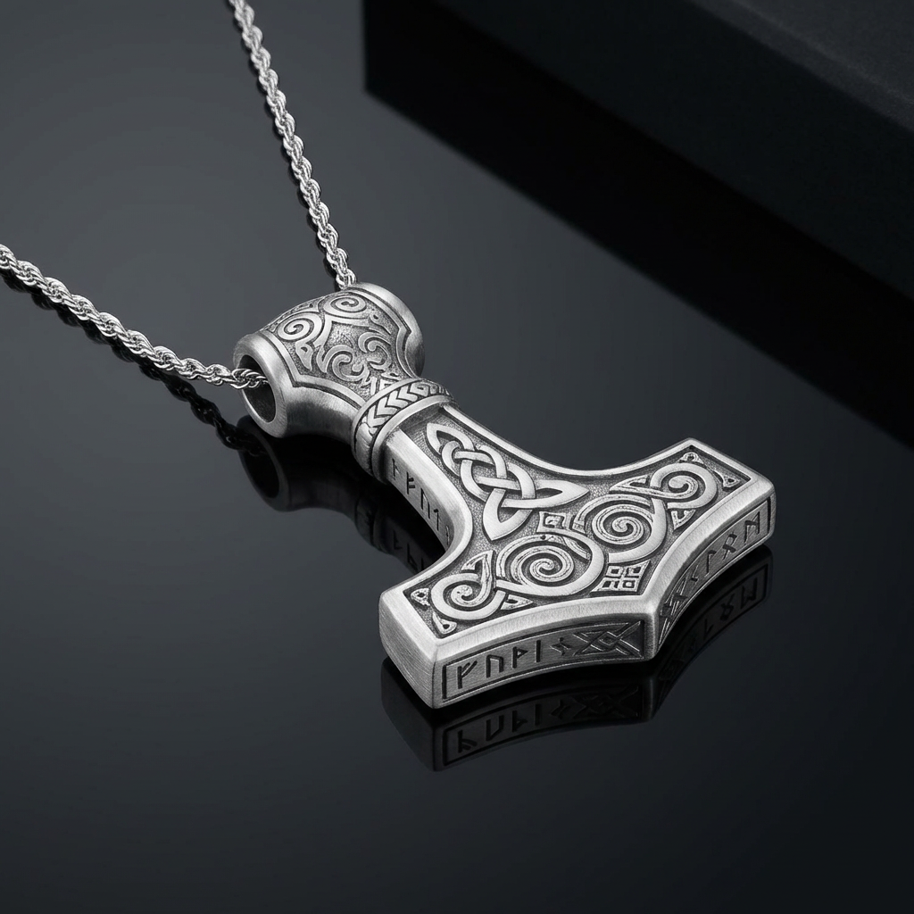 Thor’s Hammer Mjölnir Necklace – Symbol of Strength & Protection