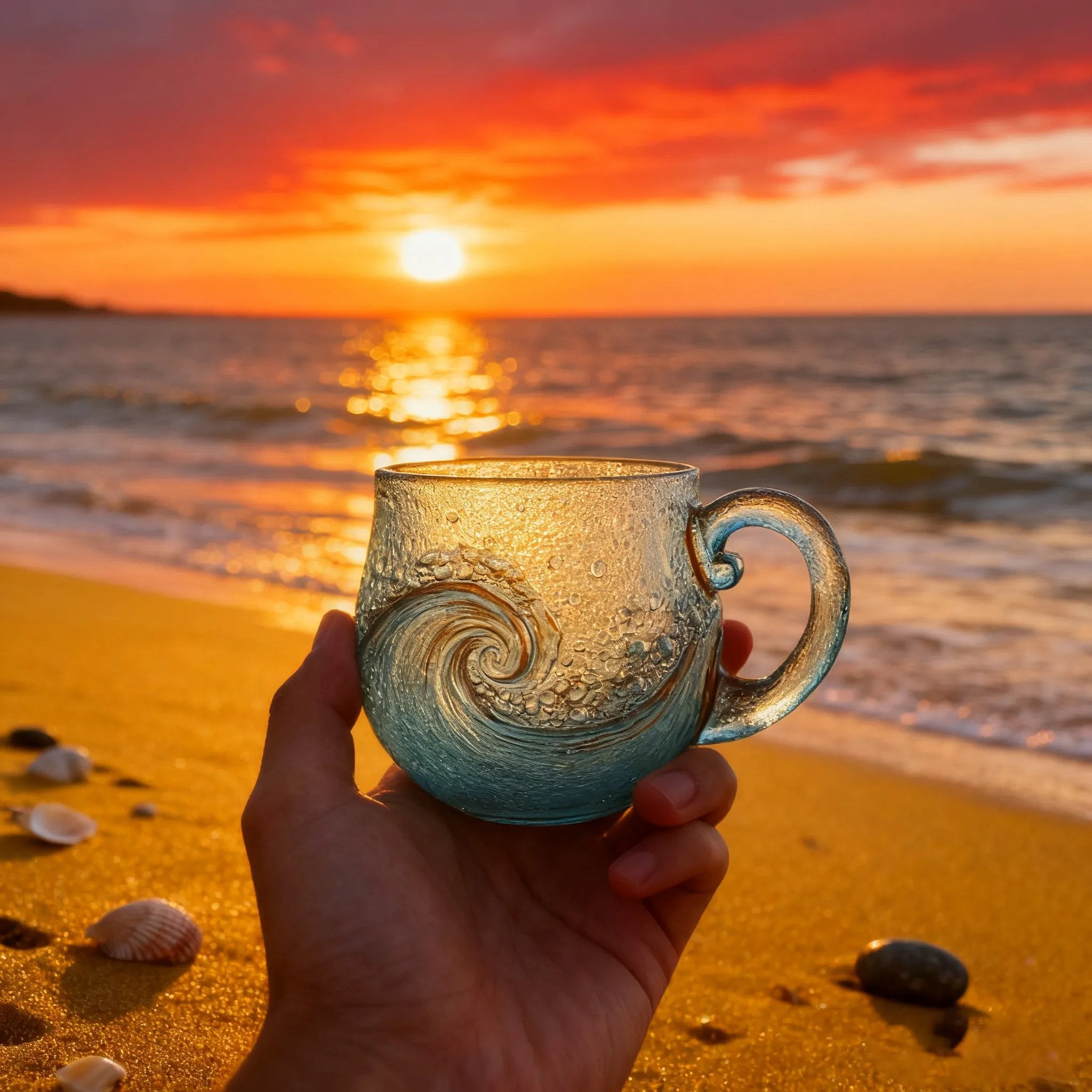 🎄Christmas Best Gifts🔥 Unique Handcrafted Sea Glass Ocean Wave Mug🎁Free Gifts-CYZARIZE