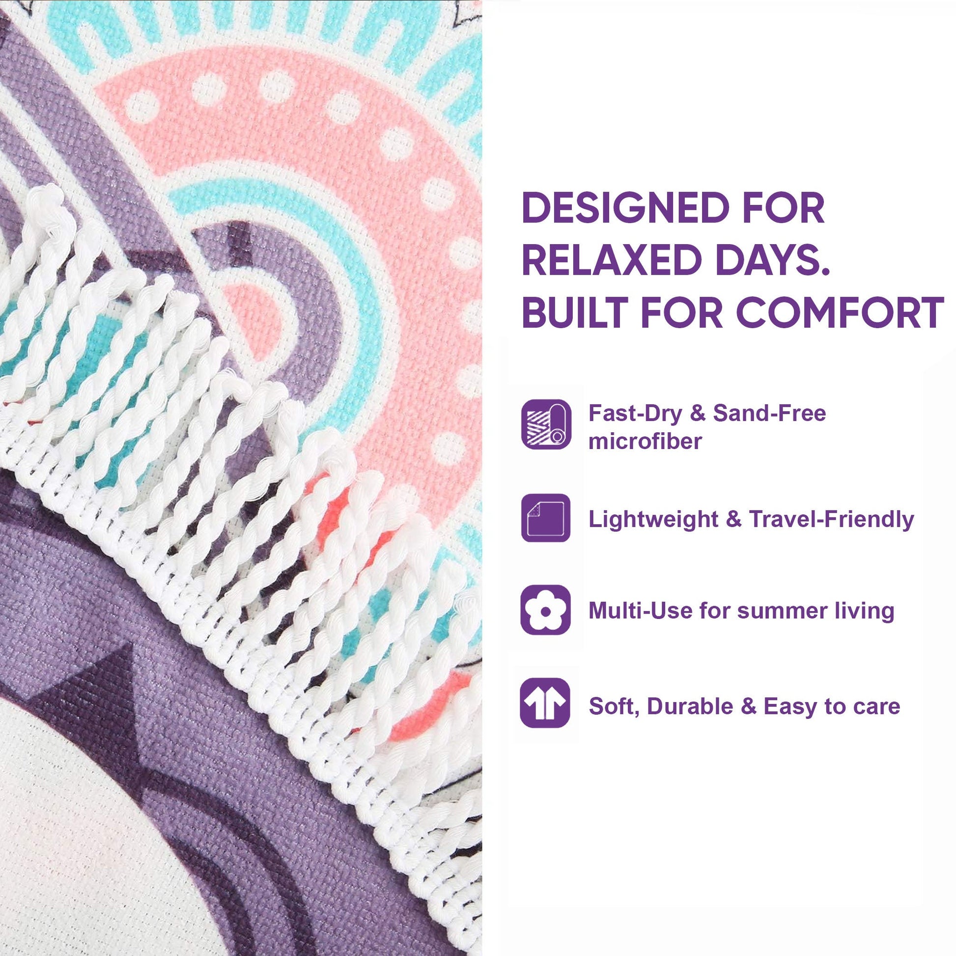 Floral Crown Round Beach Towel