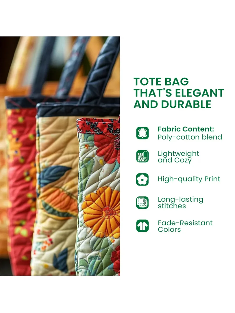 Yorkie Shine Quilted Tote Bag