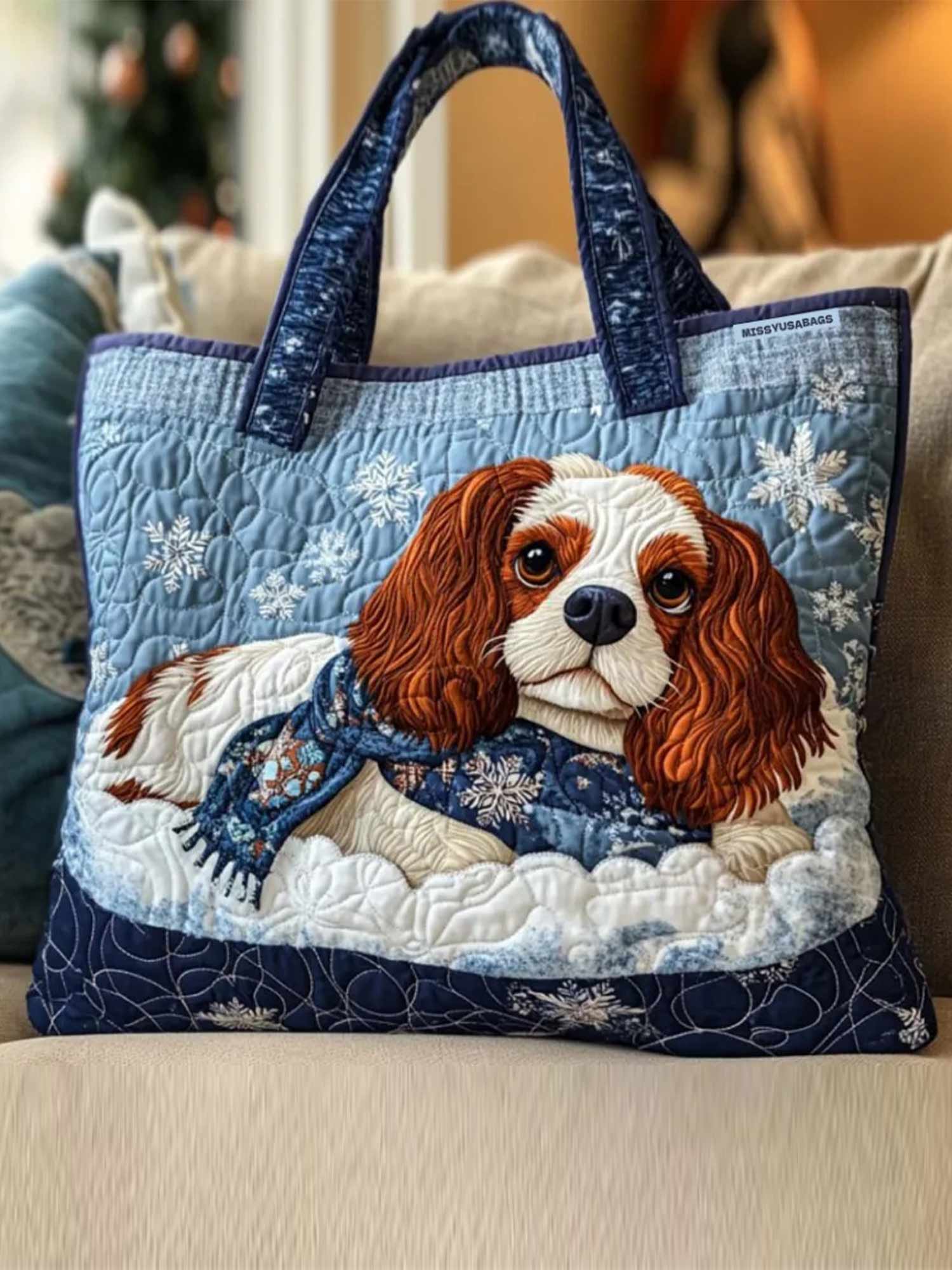 Cavalier King Charles Spaniel Quilted Tote Bag