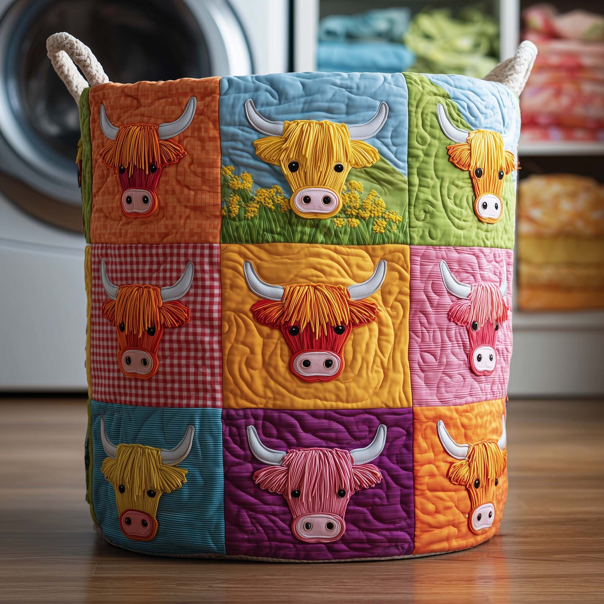 Cheerful Highland Quilted Laundry Basket