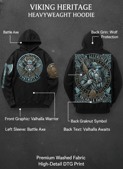 Viking Heritage: "Odin Allfather" Heavyweight Washed Hoodie