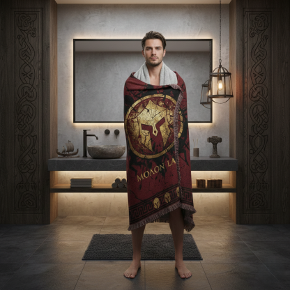 Molon Labe Spartan Warrior Premium Bath Towel – Distressed Combat Design 