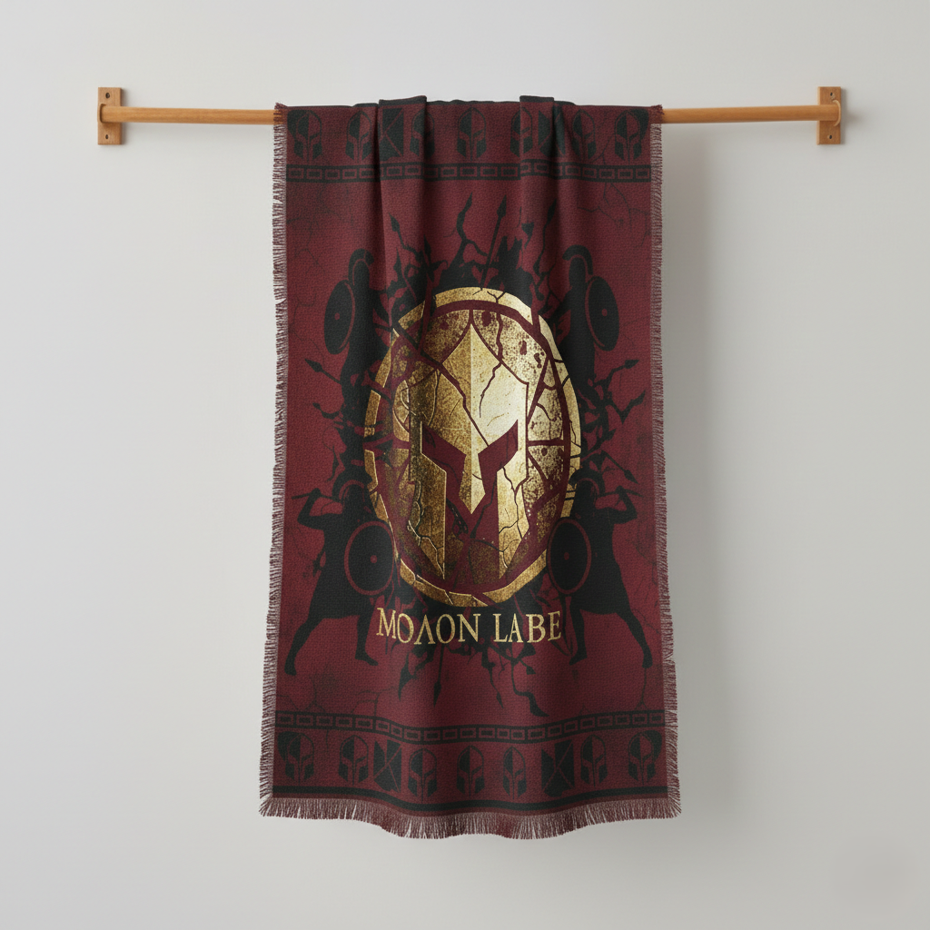 Molon Labe Spartan Warrior Premium Bath Towel – Distressed Combat Design 