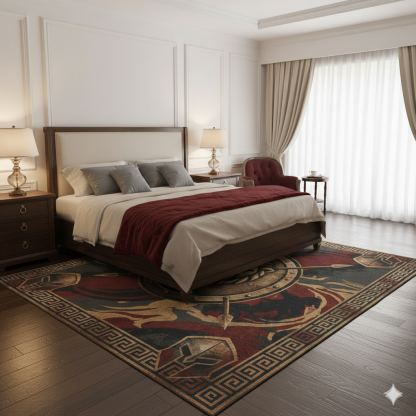 Shield of Sparta: Ancient Greek Warrior Inspired Creative Art Rug