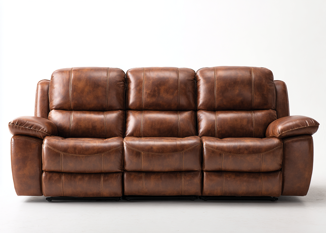 Sofá de 3 plazas de cuero sintético 200x95x100 cm - marrón - para salón - diseño moderno-Graceoliq