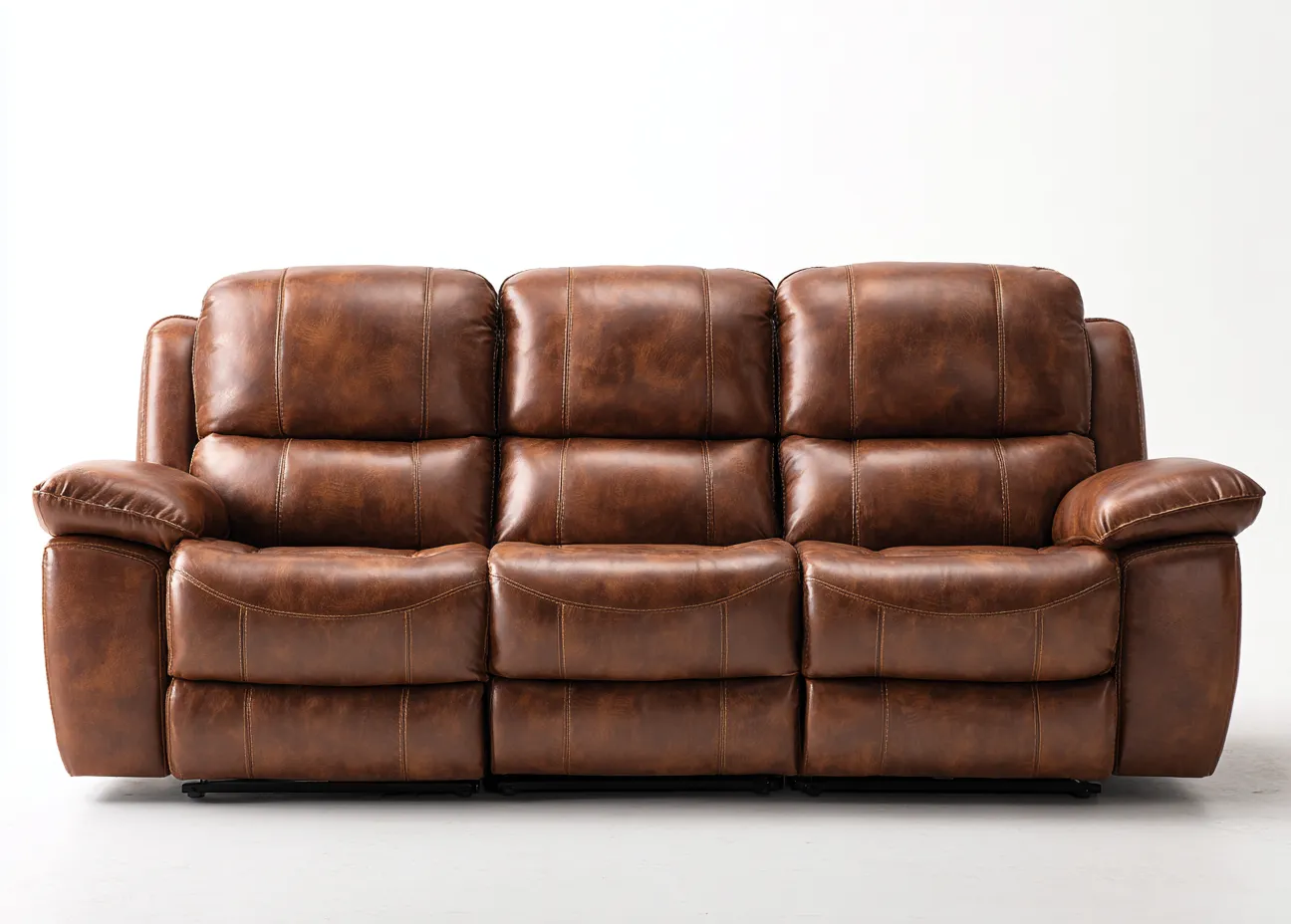 Sofá de 3 plazas de cuero sintético 200x95x100 cm - marrón - para salón - diseño moderno-Graceoliq