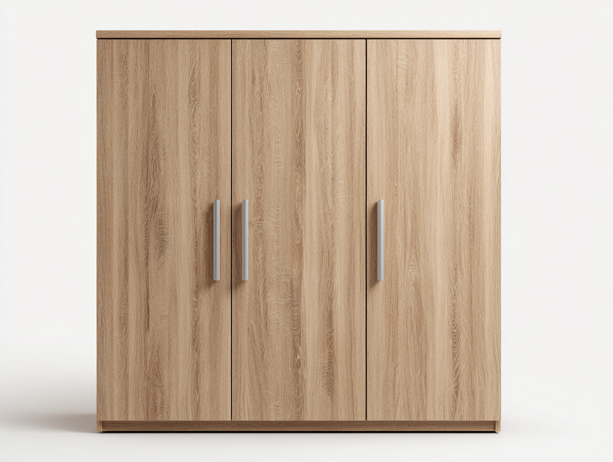 Armario de madera 160x52x185 cm - roble claro - para dormitorio - estilo contemporáneo-Graceoliq