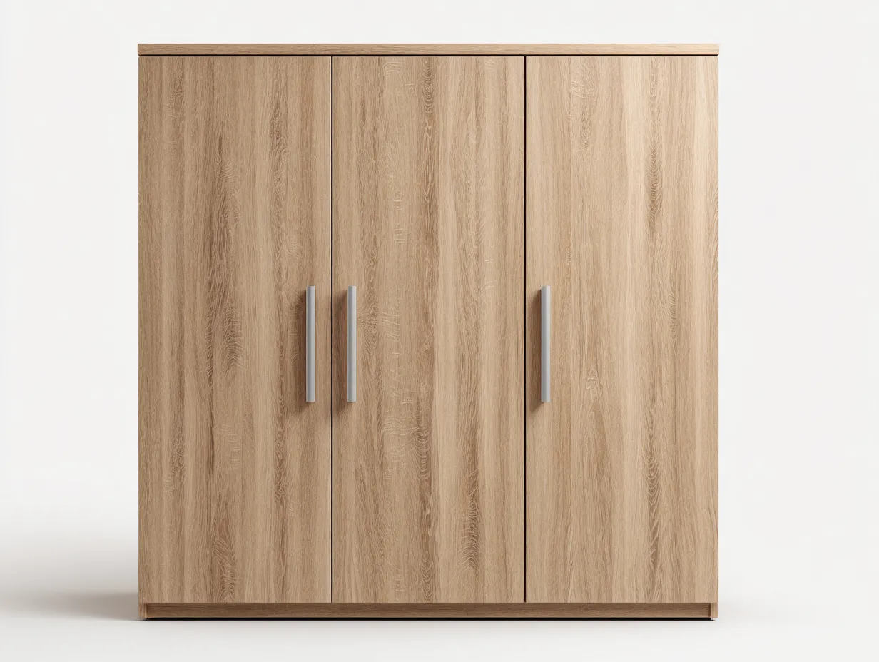 Armario de madera 160x52x185 cm - roble claro - para dormitorio - estilo contemporáneo-Graceoliq