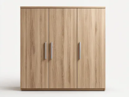 Armario de madera 160x52x185 cm - roble claro - para dormitorio - estilo contemporáneo-Graceoliq
