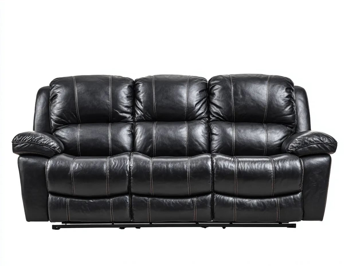 Sofá 3 plazas tapizado en cuero sintético - 200x95x100 cm - negro - para salón - diseño moderno-Graceoliq