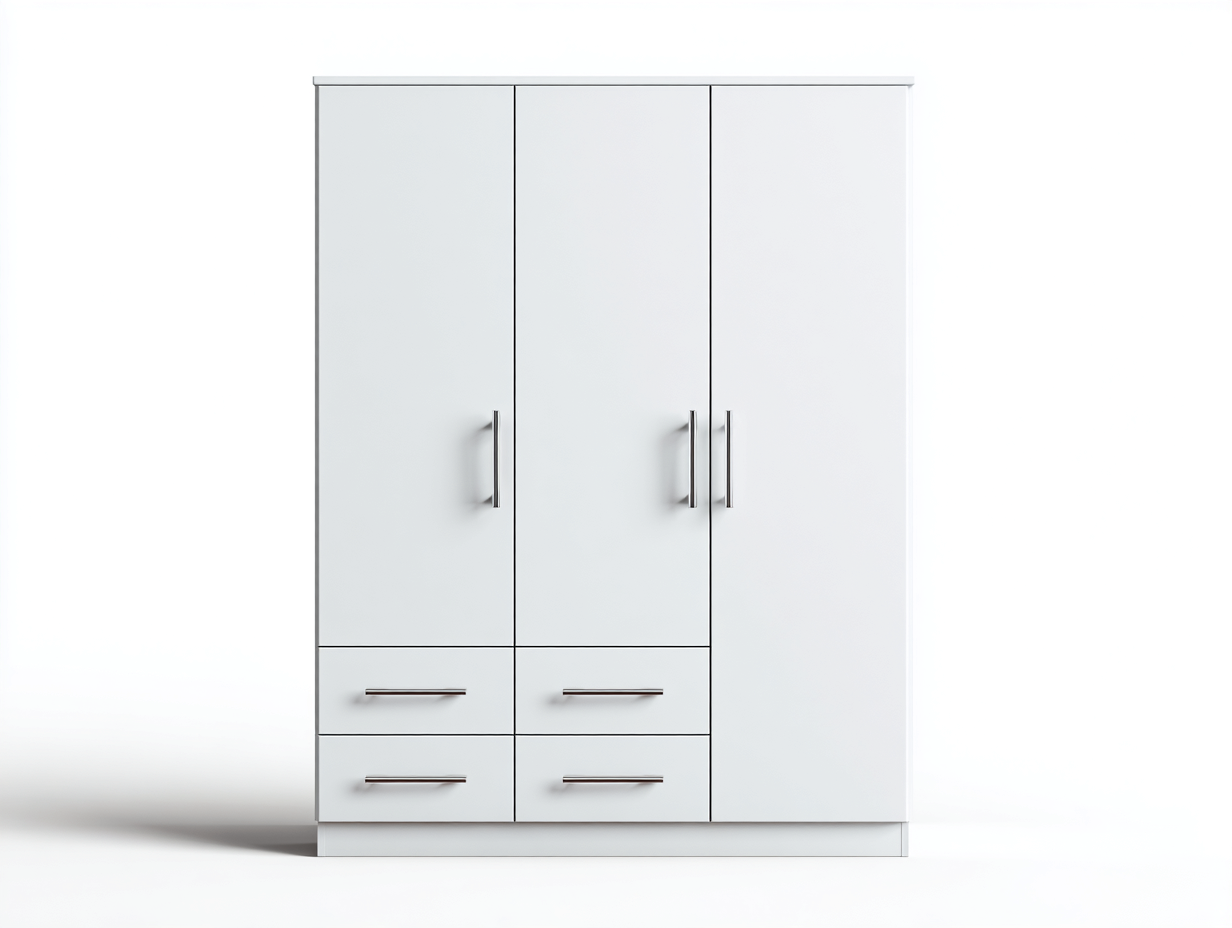 Armario de madera 120x55x190 cm - blanco/plateado - para dormitorio - diseño moderno-Graceoliq