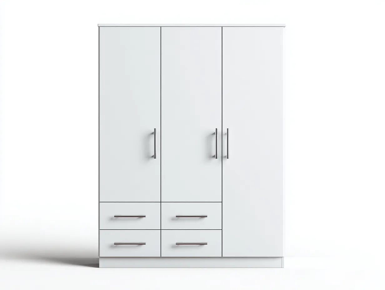 Armario de madera 120x55x190 cm - blanco/plateado - para dormitorio - diseño moderno-Graceoliq