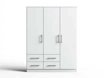 Armario de madera 120x55x190 cm - blanco/plateado - para dormitorio - diseño moderno-Graceoliq