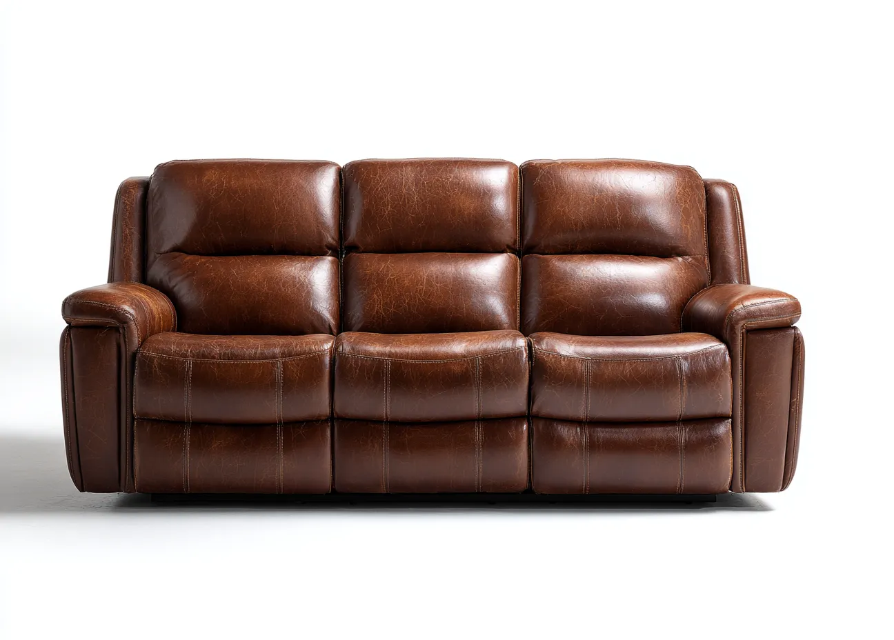 Sofá de 3 plazas de cuero sintético 200x95x100 cm - marrón - para salón - estilo moderno-Graceoliq