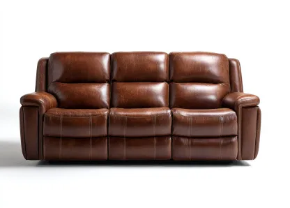 Sofá de 3 plazas de cuero sintético 200x95x100 cm - marrón - para salón - estilo moderno-Graceoliq