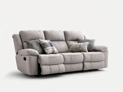 Sofá 3 plazas tapizado en tela - 200x95x100 cm - gris claro - para salón - diseño moderno-Graceoliq