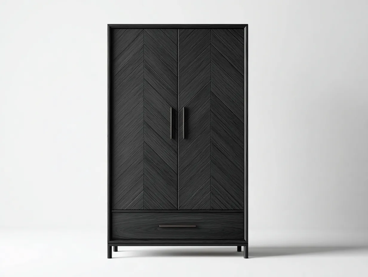 Armario de madera 85x50x185 cm - negro - para dormitorio - diseño moderno-Graceoliq