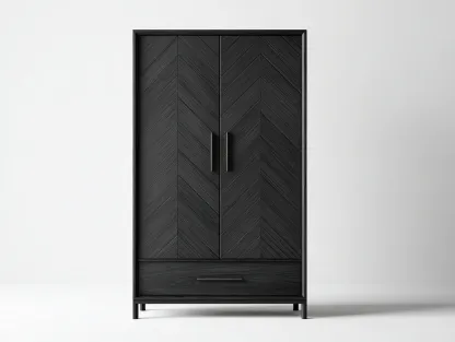 Armario de madera 85x50x185 cm - negro - para dormitorio - diseño moderno-Graceoliq
