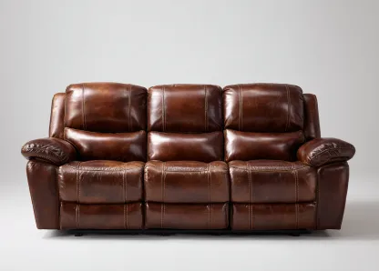 Sofá de 3 plazas de cuero sintético 200x95x100 cm - marrón - para salón - diseño moderno-Graceoliq