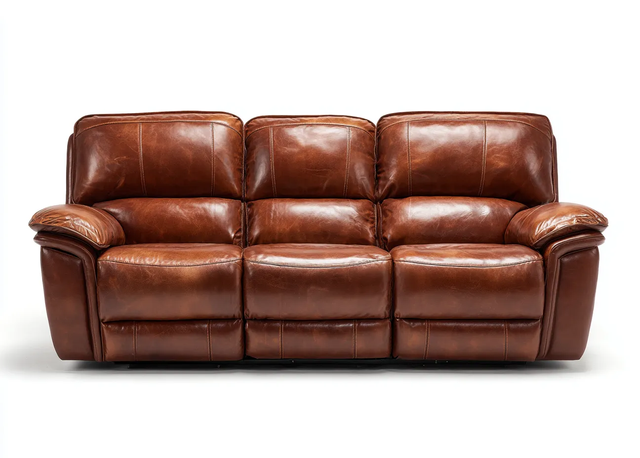 Sofá de 3 plazas de cuero sintético 200x95x100 cm - marrón - para salón - diseño clásico-Graceoliq