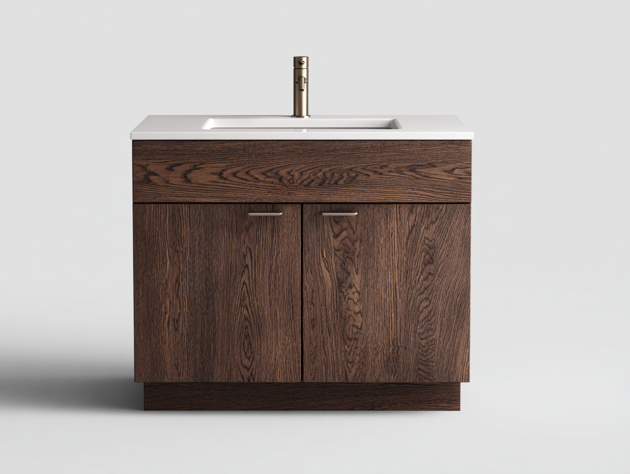 Mueble lavabo - 80x48x85 cm - marrón oscuro/blanco - para baño - estilo clásico-Graceoliq
