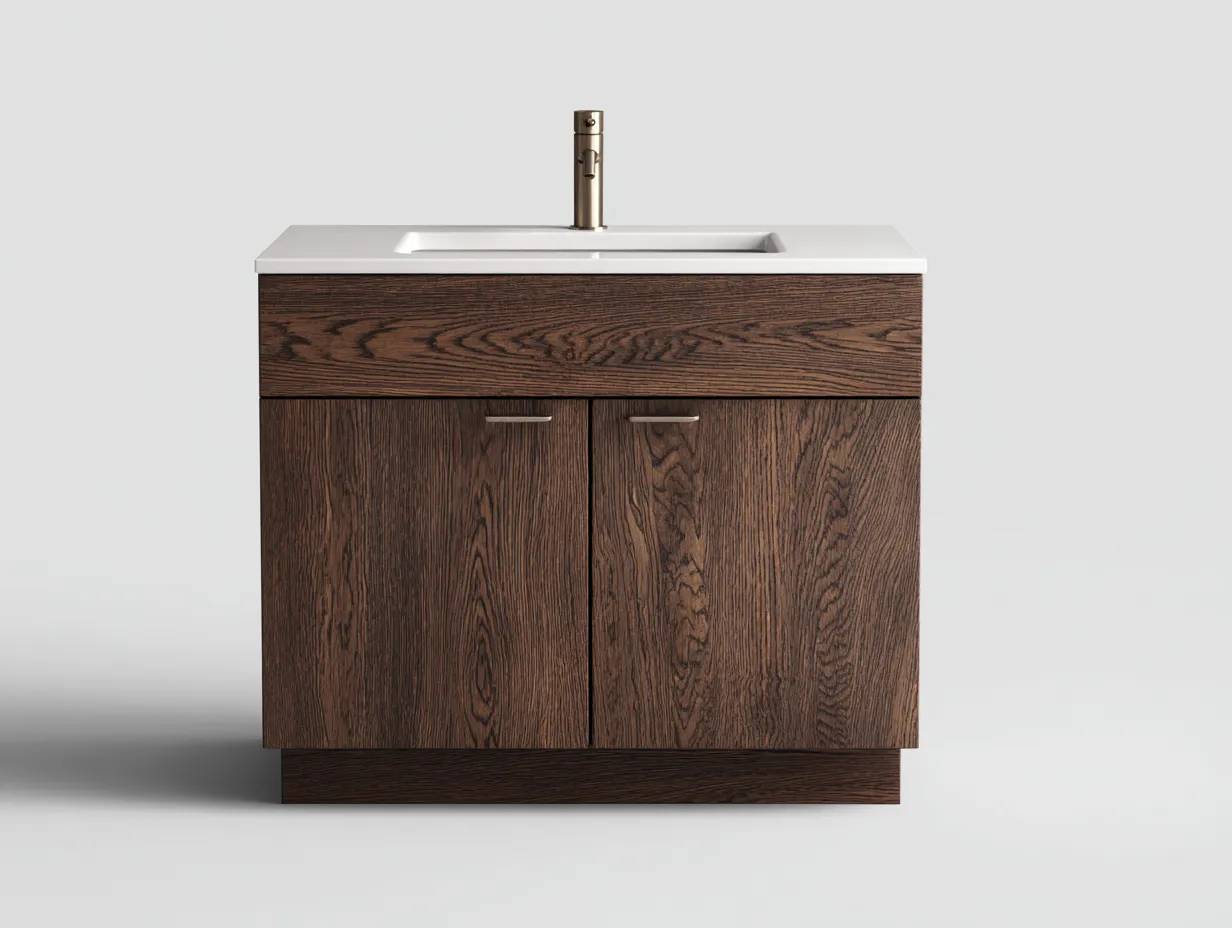 Mueble lavabo - 80x48x85 cm - marrón oscuro/blanco - para baño - estilo clásico-Graceoliq