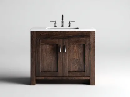 Mueble lavabo - 80x48x85 cm - marrón oscuro/blanco - para baño - diseño moderno-Graceoliq