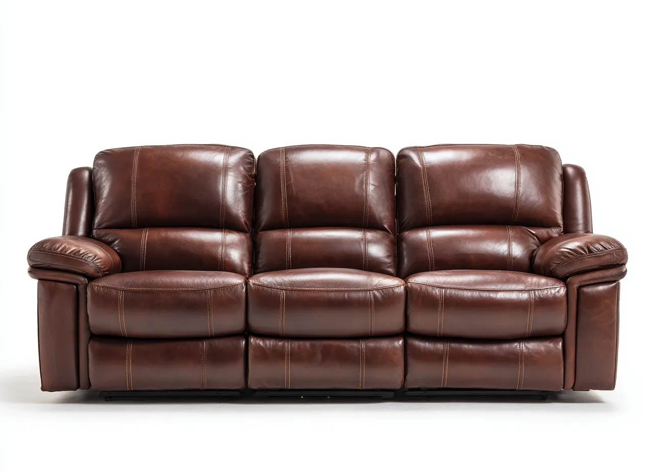 Sofá 3 plazas tapizado en cuero sintético - 200x95x100 cm - marrón - para salón - estilo moderno-Graceoliq