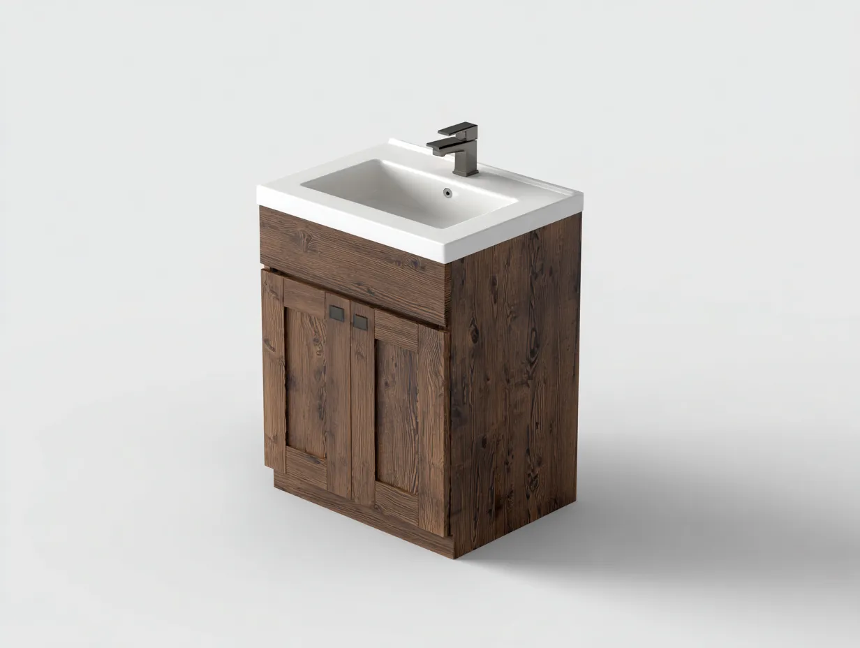 Mueble lavabo 50x40x85 cm - marrón oscuro/blanco - para baño - diseño moderno-Graceoliq