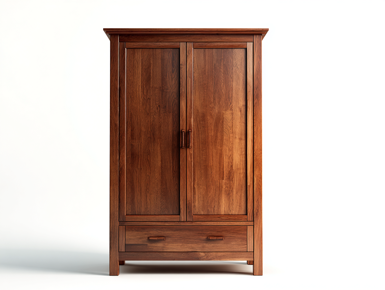 Armario de madera maciza 95x57x190 cm - color nogal oscuro - para dormitorio-Graceoliq