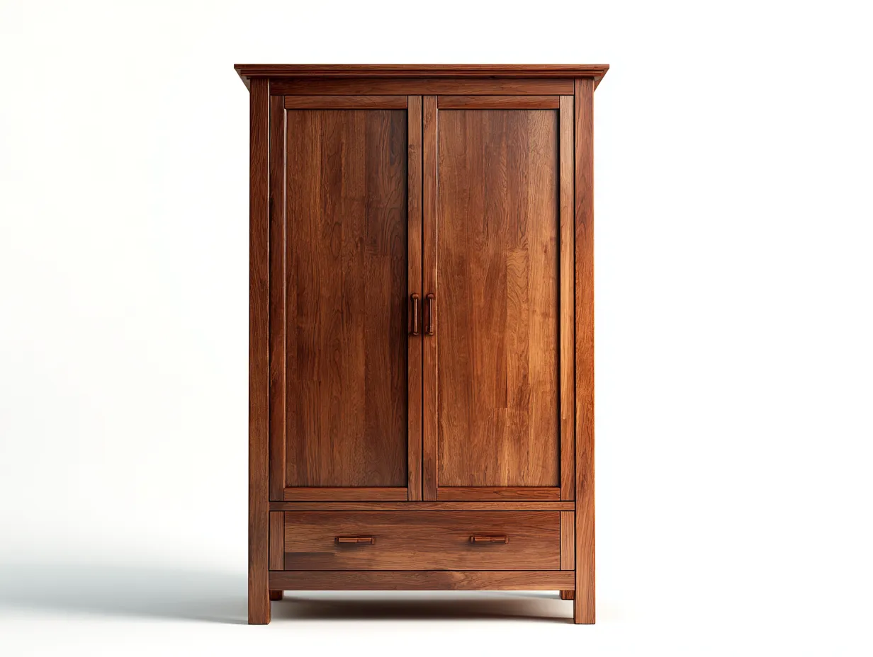 Armario de madera maciza 95x57x190 cm - color nogal oscuro - para dormitorio-Graceoliq